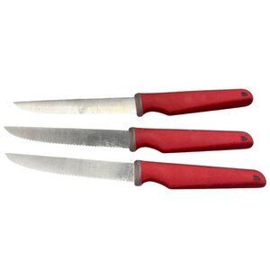 prepology set of 3 steak knife kitchen cooking red READ